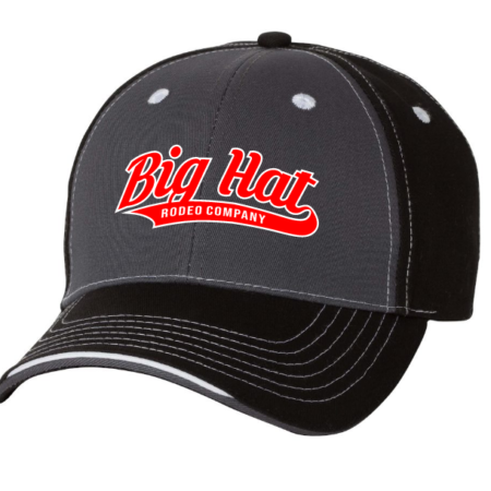Black Baseball Cap with Red Big Hat Rodeo Company Logo